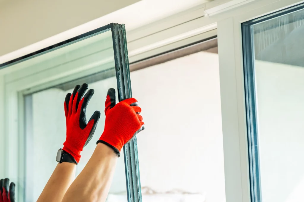 Pose d'une fenêtre double vitrage dans une maison